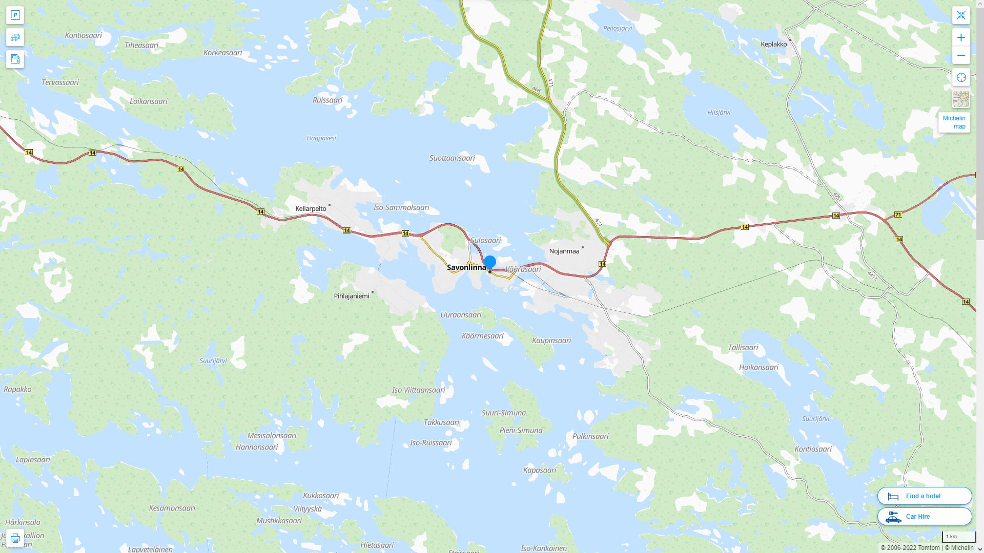 Savonlinna Highway and Road Map